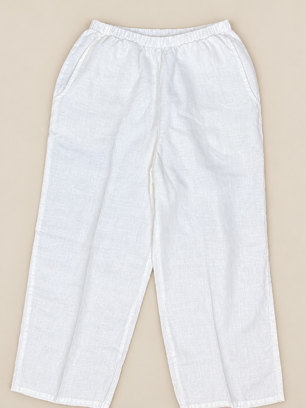 Flax 100% Linen White Pants with Side Pockets